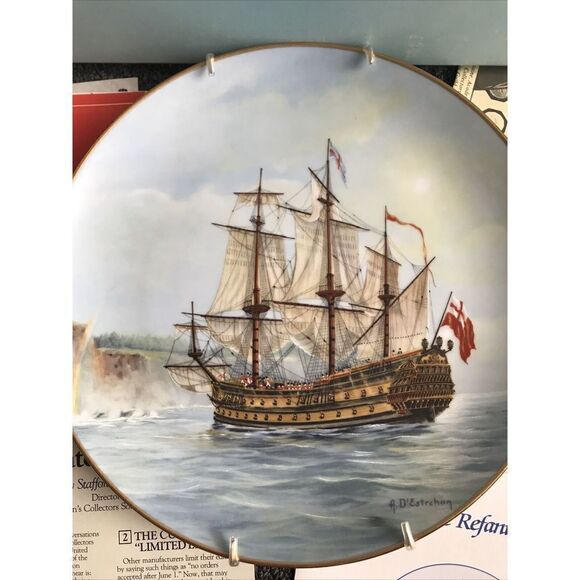 Legendary Ships Of The Sea Decorative Plate "The Gaspe' Bay" Vintage Hanger Box - Picture 2 of 3